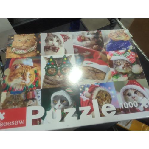 Seesaw 1000pc Christmas Cat Puzzle