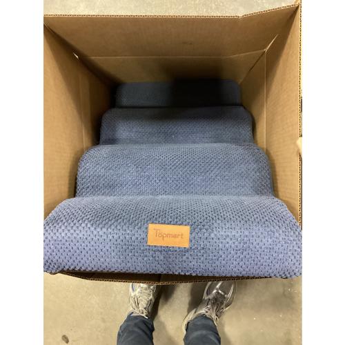 Dog Stairs for Small Dogs,4-Step,Foam Dog Steps&Ramps for Couch/High Beds with Waterproof &Removable Cover, Non-Slip, Blue