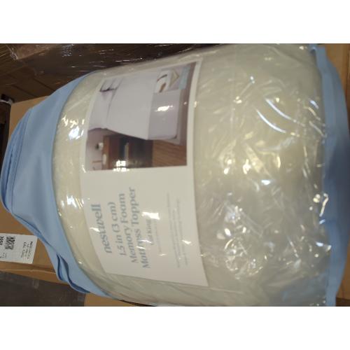 1.5 White and Beige Cali King Size Nestwell 1.5-Inch Memory Foam California King Mattress Topper in Neutral