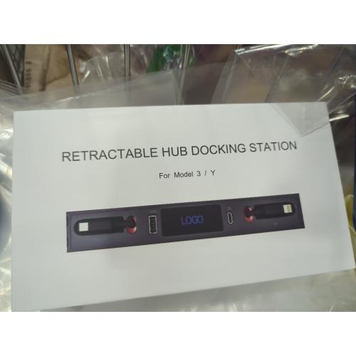 for Tesla USB Hub,Fast Charge with Cable Adapter for Tesla Model 3 Model Y 2021 2022 2023 Docking Station of Center Console for Tesla Interior Accessories