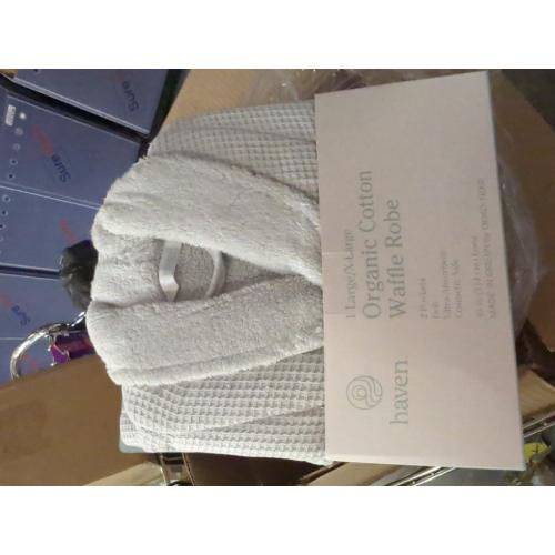 Haven Waffle Large/X-Large Organic Cotton Robe in Lunar Rock