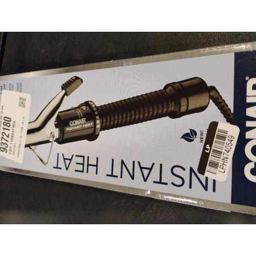 Conair Instant Heat ½ Inch Curling Iron, ½-Inch Barrel Hair Curler Produces Tight Curls, 25 Heat Settings, Dual Voltage, For Use on All Hair Lengths, Black