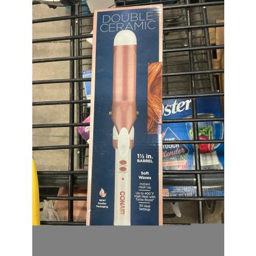 Conair Double Ceramic 1-1/2 Inch Curling Iron, 1.5-Inch Barrel Creates Soft Waves and Curls, Hair Curler for Use on Medium and Long Hair, White