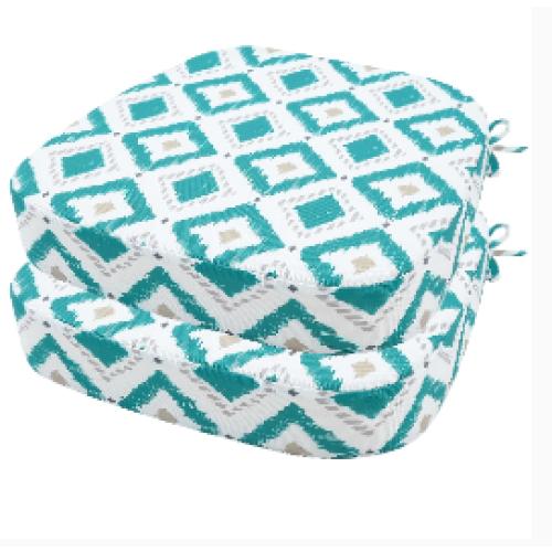 idee-home Outdoor Chair Cushions Set of 2, 17 x 17 Thick D-Shaped Patio Furniture Outdoor Seat Cushions Waterproof with Ties, Dining Pads