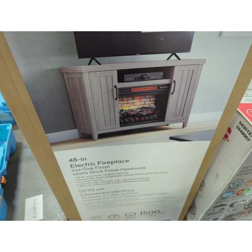 Style Selections 48-in W Iron Oak Infrared Quartz Electric Fireplace