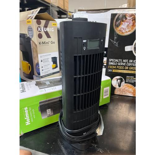 Holmes 13 Oscillating 3 Speed Mini Tower Fan with Digital Clock Black