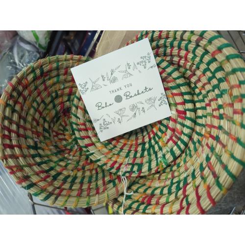 3pcs Boho  Basket Decor Handmade Seagrass Round Hanging Decorative Fruit Dessert Trays for Living Room Bedroom