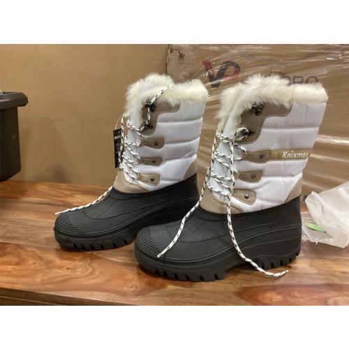 SIZE 10.  Knixmax Women's Winter Snow Boots Waterproof Mid Calf Booties Fur Lined Warm Outdoor Insulated Mucker Yard Skiing Hiking Boots for Women