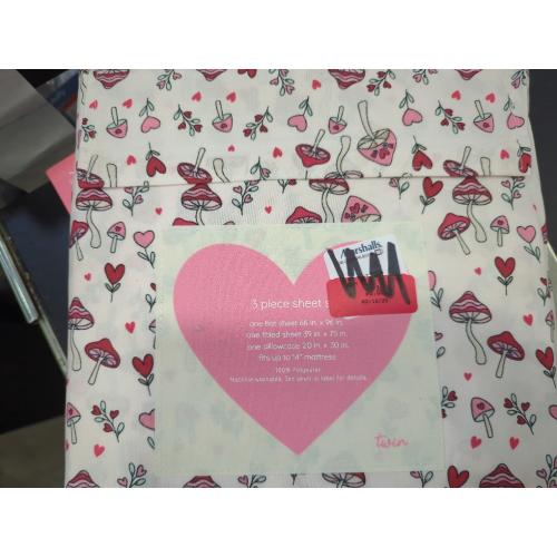 Oh Cupid Twin 3pc Sheet Set Mushroom Pattern