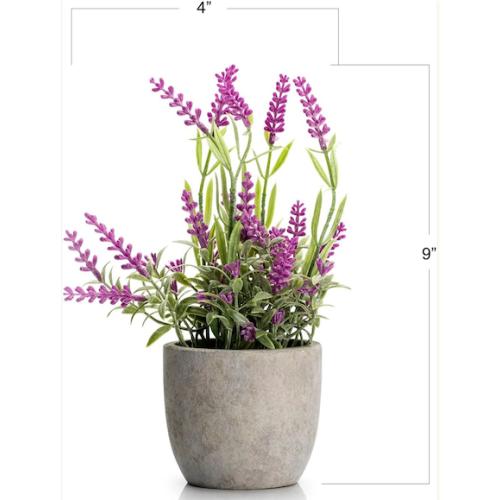 Velener Artificial Lavender Flowers(White/Purple), Small Fake Lavender Plants Pot Set of 3 - Faux Lavender Flowers for Farmhouse/Home‼️1 pot is chipped‼️