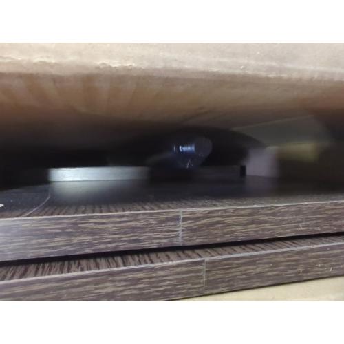 Turn-N-Tube Size 44 in. Color Dark Brown and Black Particle Board TV Stand Fits TVs Up to 55 in. with Cable Management