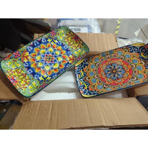 vancasso Simi 6-Piece Ceramic Salad Plates Set - 8.5 Inch, Rectangular Dessert Plates for Sushi, Appetizer, Cake - Microwave & Oven Safe, Porcelain Plates for Kitchen Decor