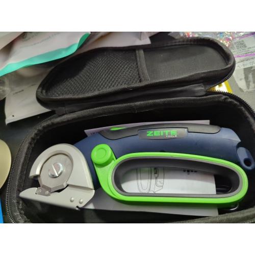 ZEITE 4V Cordless Electric Scissors,Cardboard Cutter with 2 Blades,Storage Box,USB Charging Cable,Power Rotary Cutter,Max Cutting 1/4,for Cardboard Box,Thin Carpet & Plastic, Easy to Hold and Safe