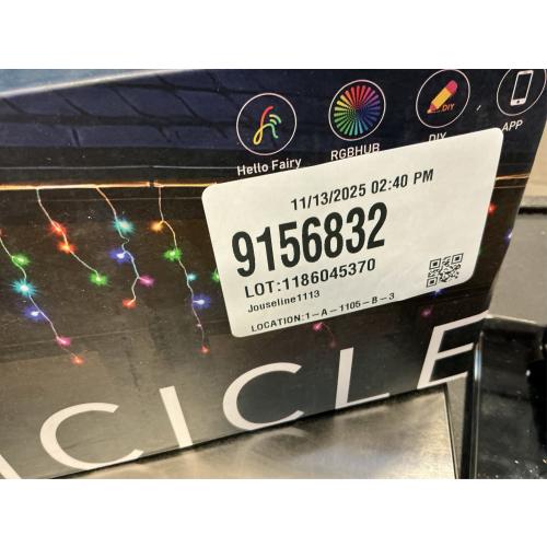 33FT Smart RGB Christmas Icicle Lights – APP Control LED String Lights for Outside, Music Sync, DIY Color Changing, 58  Modes, Connect 3 Strands (99FT) – Waterproof Icicle for Roof, Tree, House