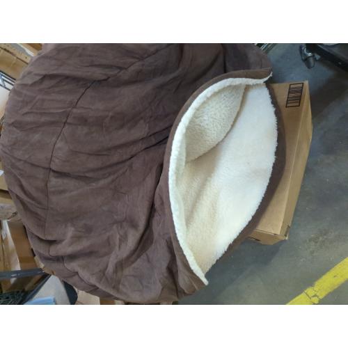 Furhaven 26 Round Orthopedic Dog Bed for Medium/Small Dogs w/ Removable Washable Cover, For Dogs Up to 30 lbs - Sherpa & Suede Snuggery - Espresso, 26-inch