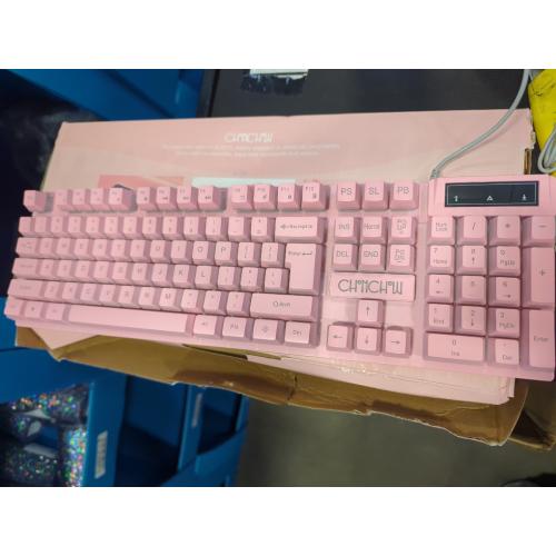 CHONCHOW Pink Gaming Keyboard and Mouse Combo with led, 104 Keys Wired Light Up Keyboard and Colorful Mouse for PC Laptop Computer PS4 Xbox, 19 Keys Anti-Ghosting, Multimedia Keys, Number Pad