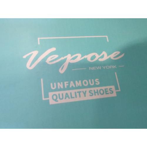 Size 8 Color Black Vepose Women's 903 Combat Ankle Boots, Lace up Comfortable Booties Low Heel