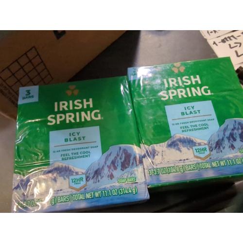 Irish Spring Bath Bar, Icy Blast 3.75 Oz, 3 x 3.75 oz bars (Pack of 2)