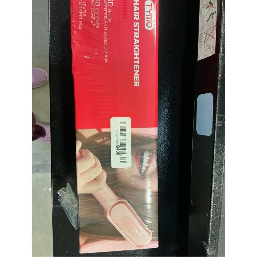 Hair Straightener Brush, TYMO Ring Hair Straightener Comb Straightening Brush for Women with 5 Temps 20s Fast Heating & Dual Voltage, Pink