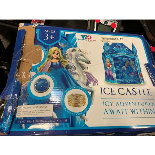 W&O Frozen Princess Tent for Girls with Magical Sound Button, LED Lights, Crown & Wand – Indoor & Outdoor Frozen Tent for Girls Ages 3-7