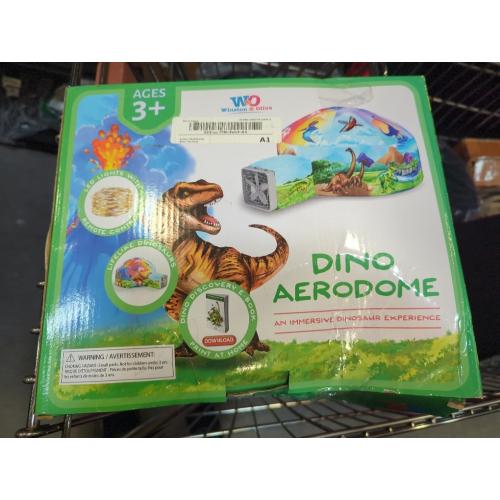 W&O Dino Aerodome with LED Lights - Inflatable Jurassic Fort for Kids Aged 3-12, Inflates in Seconds Creating an Immersive Dinosaur Experience (Fan Not Included)