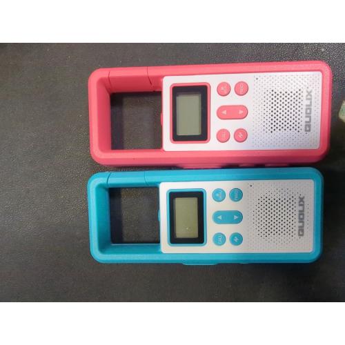 Pink and Blue 2 Pack QUOLIX Walkie Talkies for Kids Rechargeable, Kids Walkie Talkies with NOAA & VOX, 1020mAh Battery Toys for 3-12 Year Old Boys Girls, Durable Outdoor Gift for Camping, Hiking, Backyard Games (2 Pack)