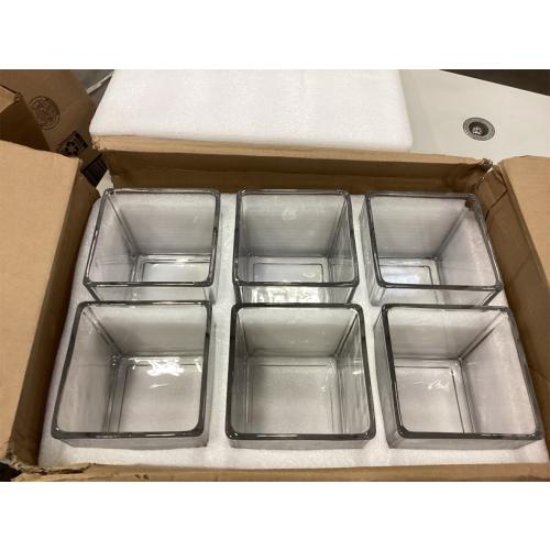 Set of 6 Square Glass Vases 4 x 4 x 4, Clear Flower Vase, Plant Terrarium, Candle Holder for Wedding Centerpiece, Office Decorations, Home Décor, Parties and Events