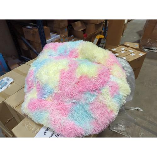 Amdrebio Rainbow Fluffy Round Rug 4Ft Kids Rugs for Girls Bedroom, Unicorn Room Decor, Colorful Pastel Shag Carpet for Preppy Dorm, Soft Cute Fuzzy Kawaii Circle Area Rugs for Baby Nursery, Playroom
