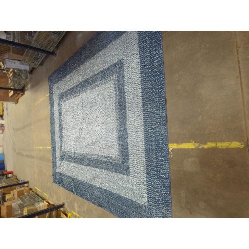 Washable Rug  Boho Accent Carpet Modern Geometric Floor Carpet Indoor Throw Floor Cover Braided Print Rug Low Pile Non Slip Farmhouse Rustic Bohemian Carpet for Living Room Bedroom, Blue