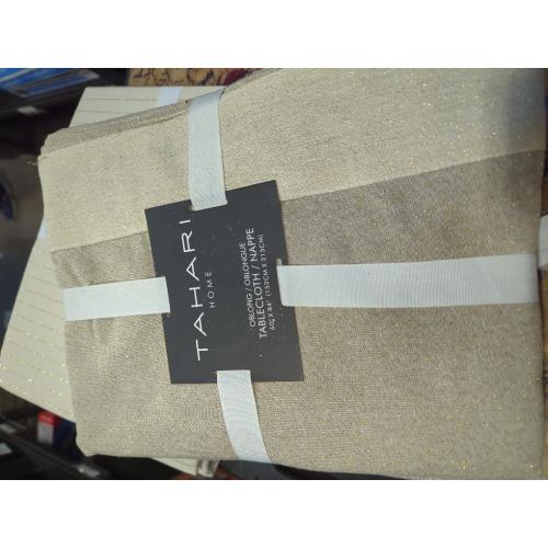 D'Moksha Homes Natural Linen Tablecloth 60 x 120 Inch - 100% Pure Linen Tablecloth for Rectangle Tables - Machine Washable Table Cloth for Fall, Thanksgiving, Christmas, Holiday