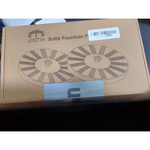 AISITIN Solar Bird Bath Fountain, Solar Fountain Pump for Bird Bath with 6 Nozzles, Solar Powered Water Pump for Garden, Ponds, Pool, Outdoor and Fish Tank, 1.5W-New, 2 Pack