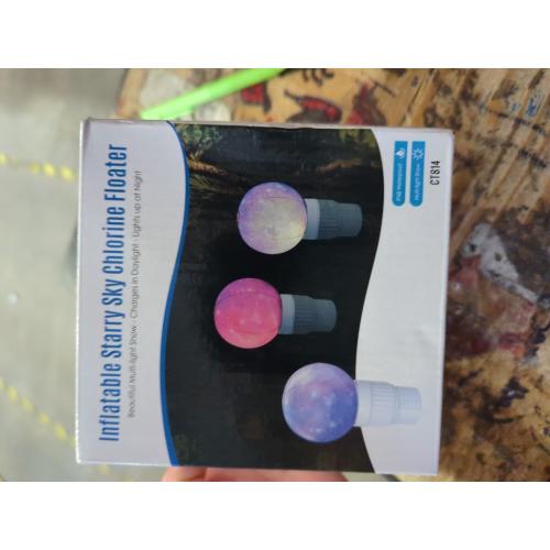 Pool Chlorine Floater with Colorful Solar Ball Lights, Floating Pool Chlorine Dispenser for 4x3” Chlorines Tablets, Easy Opening Chlorines Tablet Holder Floater, Anti-Sinking Spa Chemical Dispenser