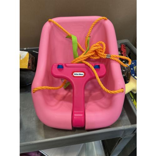 Little Tikes Snug 'n Secure Pink Swing with Adjustable Straps, 2-in-1 for Baby and Toddlers Ages 9 Months - 4 Years,16D x 16.3W x 17H