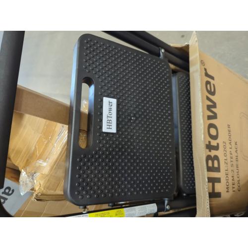 HBTower Step Ladder, Folding Step Stool with Wide Anti-Slip Pedal, Sturdy Steel Ladder, Convenient Handrail, Lightweight, Portable Steel Step Stool