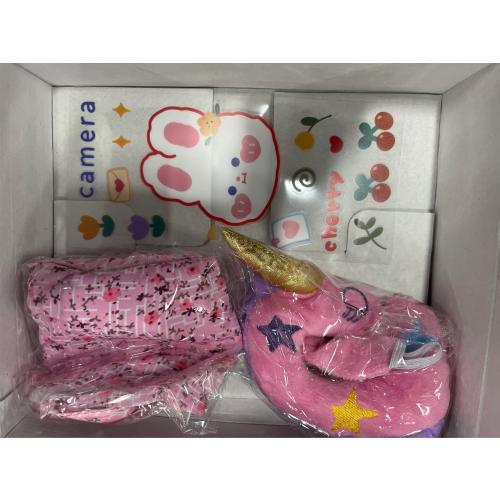 Doll Suitcase Travel Set, 18 inch Doll Clothes and Accessories - 28 Pcs Travel Pillow, Unicorn Bag, Sunglasses, Camera, Computer, Phone, Passport, Birthday Gift for Age 3 4 5 6 Year Old Girls