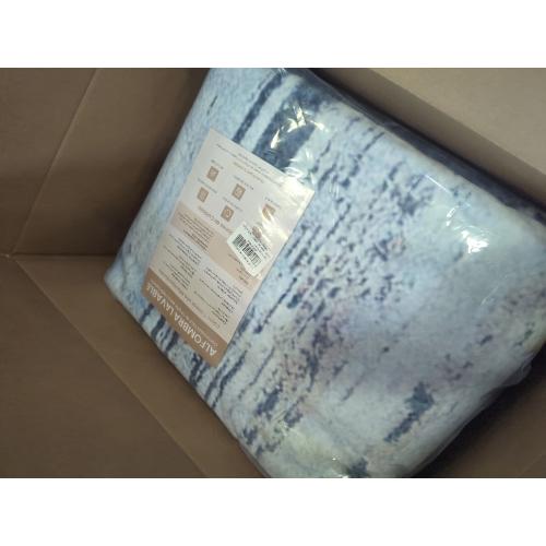 VERITY BLUE Rugflix 6x9 Area Rug, Washable Rug for Living Room, Non Slip, Soft Low Pile, Modern Abstract Blue Grey Rug for Bedroom, Dining Room, Home Office, Indoor Floor Carpet