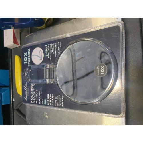 Clear 5.5x9.5 Folding Hand Held 10x Magnification Mirror