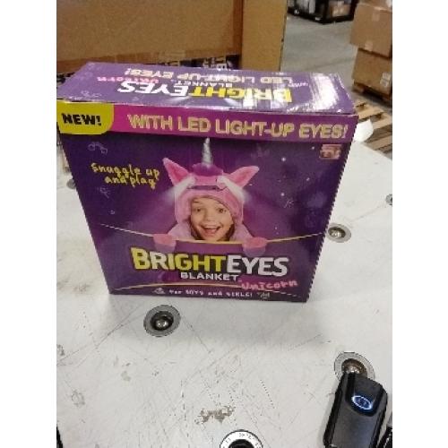 2021 Version Bright Eyes Blanket - Super Soft Blanket for Kids with LED Lights - Hooded Blanket, Robe, Comfy Throw Blanket, Unicorn; Warm Fuzzy Blanket, Animal Blanket, Machine Washable
