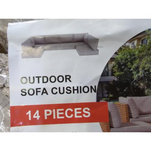 14pc Outdoor Sofa Cushion Set Light Gray