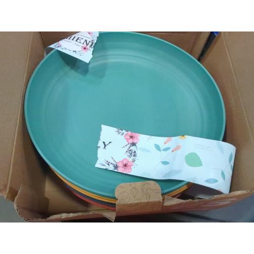 Homienly Set of 8  Size 10 inch Wheat Straw Dinner Plates Set of 8 - Alternative to Plastic, Microwave & Dishwasher Safe, Unbreakable Kids Plates with 4 Colors (Classic Bright)