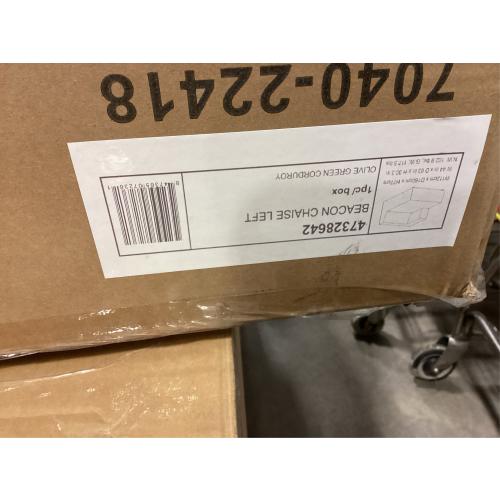 Olive Green Dockson Polyester Corduroy Left Side Facing Chaise Lounge