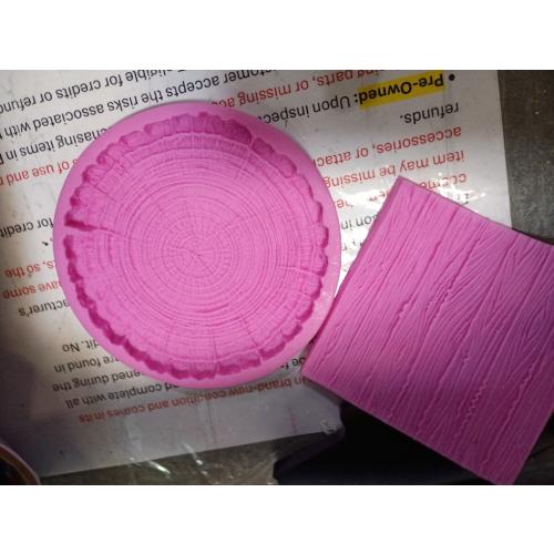 Wood Grain Tree Bark Silicone Mold Tree Bark Texture Fondant Impression Mat | 2-Piece Tree Stumps Fondant Molds for Cake Decoration Chocolate Cupcake Topper Sugar Craft Candy Polymer Clay Gum Paste