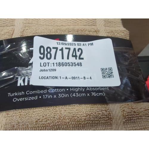 Size 17x30 Color beige All-Clad Solid Kitchen Towel: Highly Absorbent, Super Soft Long Lasting - 100% Cotton, 17x30 Tea Towel for Cleaning & Drying Dishes, Pans, Glassware, or Countertops,  Cappuccino