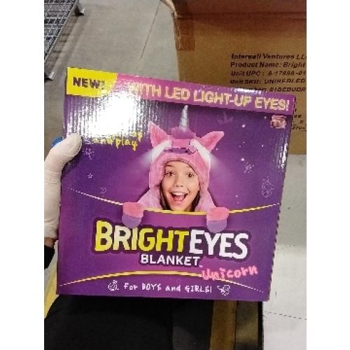 2021 Version Bright Eyes Blanket - Super Soft Blanket for Kids with LED Lights - Hooded Blanket, Robe, Comfy Throw Blanket, Unicorn; Warm Fuzzy Blanket, Animal Blanket, Machine Washable