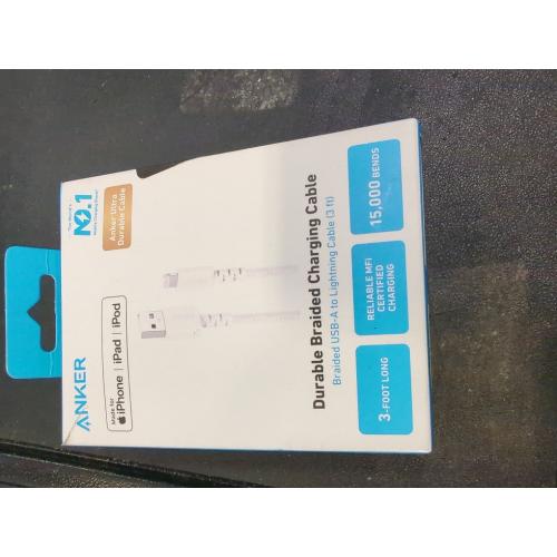 Anker 3' Braided Lightning to USB-A Charging Cable - White