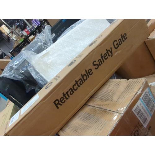 Upgrade 120 inch Retractable Baby Gates, EZIGO Extra Wide Baby Gate for Large Opening Extra Long Mesh Gate for Kids or Pet Dog Gate Child Safety Gate for Stairs Hallways Doorway Indoor Outdoor, Gray