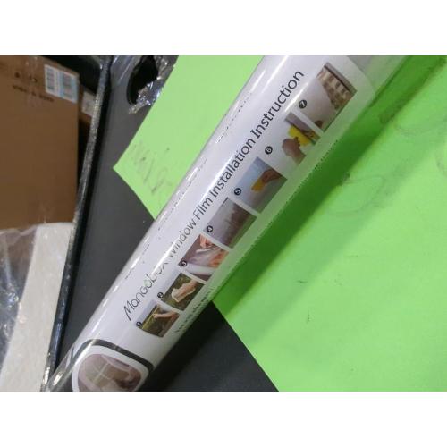 Mangobox Privacy Window Film, Non Adhesive White Strips Vinyl Glass Film,Faux Shutter Blinds Looking Static Cling Glass Covering for Home Office Security Protection UV Blocking(35.4x118 inches)