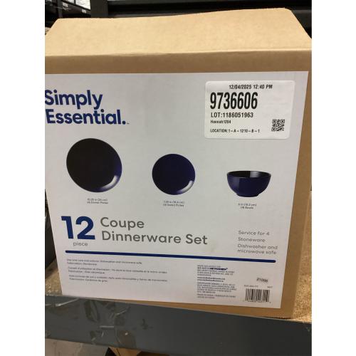 Gibson Simply Essential Coupe 12-Piece Blue Round Stoneware Dinnerware Set