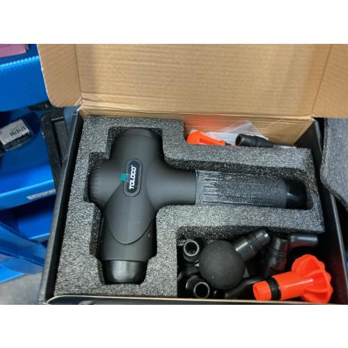 TOLOCO Massage Gun Deep Tissue, Percussion Massage Gun with 10 Replacement Heads, Super Quiet Portable Electric Massager for Athletes, Relax, Black