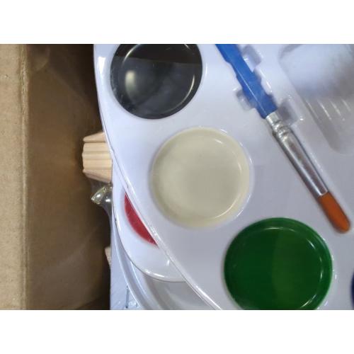 Set of 6 Mini Canvases 4x6 & Easel Set with Watercolors Paint - Party Favors for Kids 3 to 5 - Goody Bag Stuffers - Return Gifts for Kids Birthday - Small Canvases for Painting